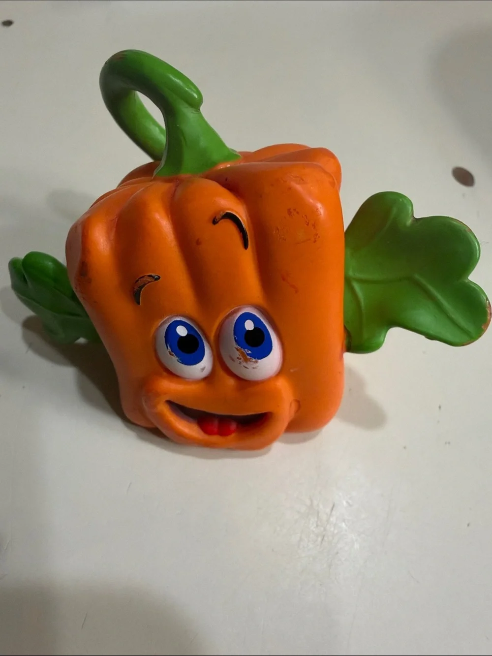 Smiling Orange Pumpkin Plush Toy with Green Leaves - Kids Stuffed Character